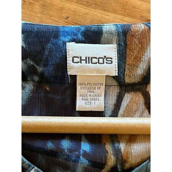 Chico's women's sheer embellished beaded multi color top/blouse. Size 1. - Picture 10 of 10